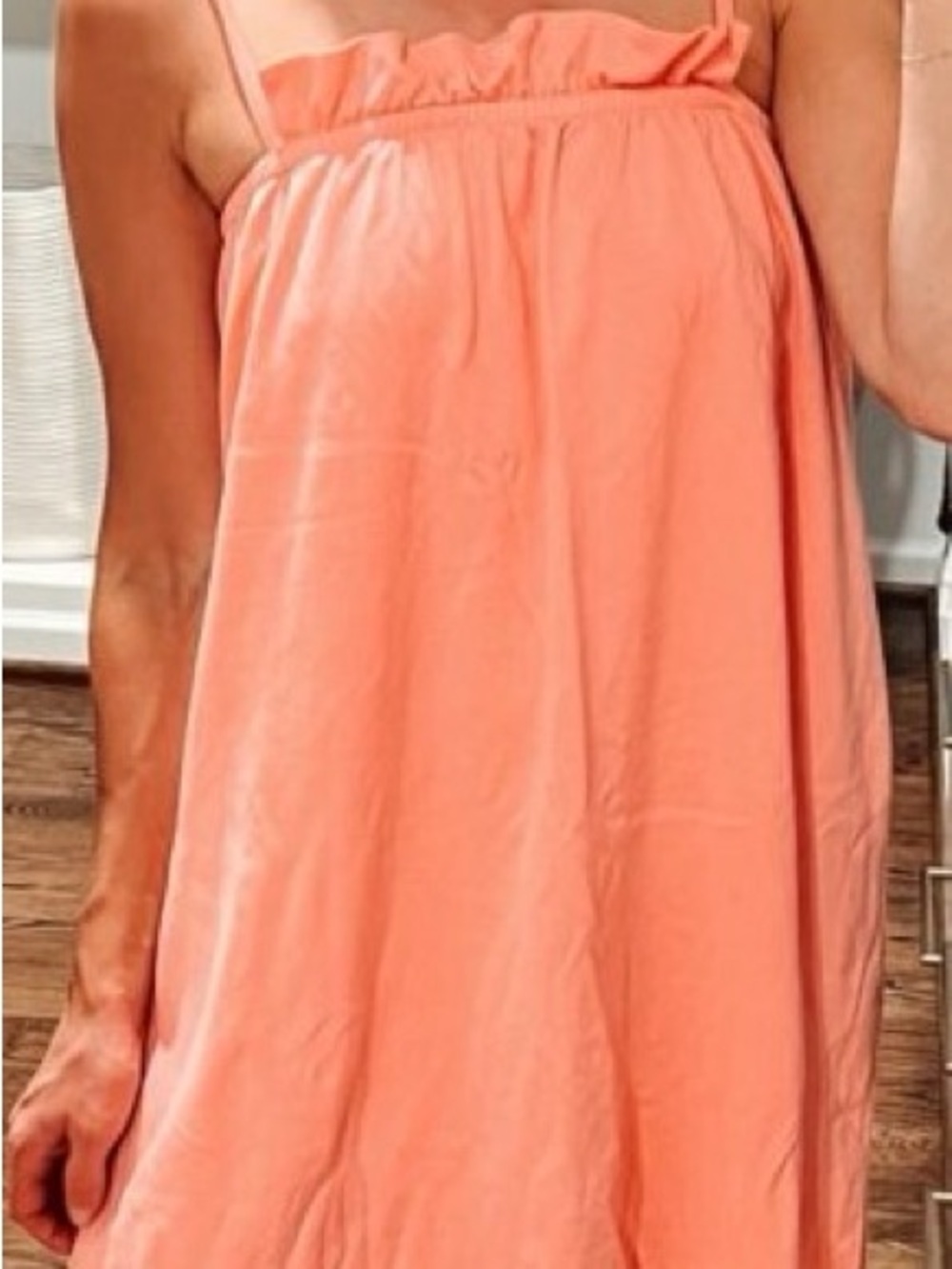 LAKE Pima Ruffle Nightgown in Coral - Picture 6 of 6